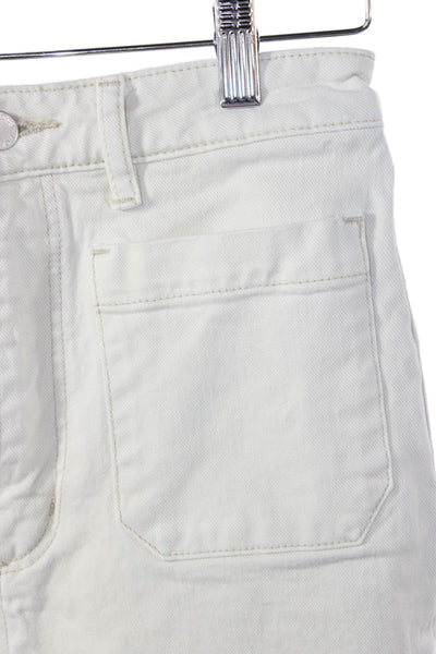 Rollas Womens Wide Leg Jeans Ivory Zip Cotton Blend Size 26