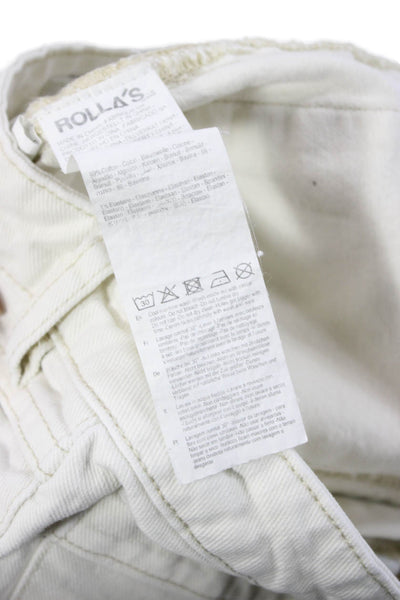 Rollas Womens Wide Leg Jeans Ivory Zip Cotton Blend Size 26