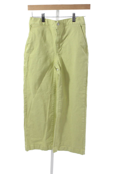 Oak + Fort Women Chino Pants Green Cotton Button Closure Size S