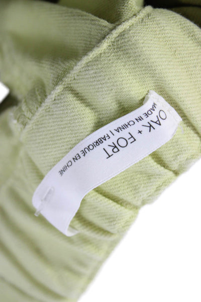 Oak + Fort Women Chino Pants Green Cotton Button Closure Size S