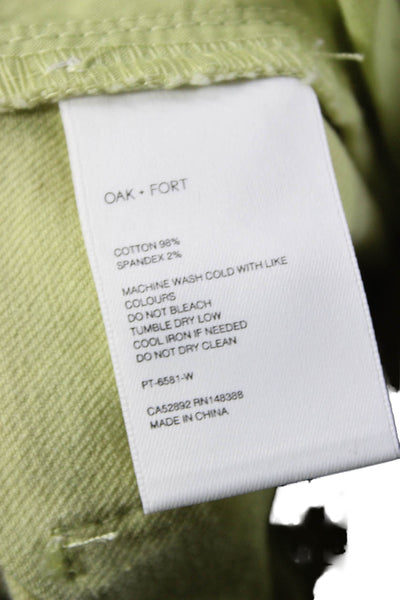 Oak + Fort Women Chino Pants Green Cotton Button Closure Size S