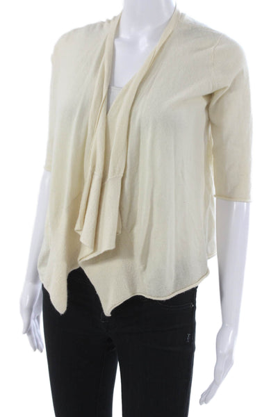 Calypso Saint Barth Women Cardigan Cashmere V-Neck Ivory Short Sleeve Size XS