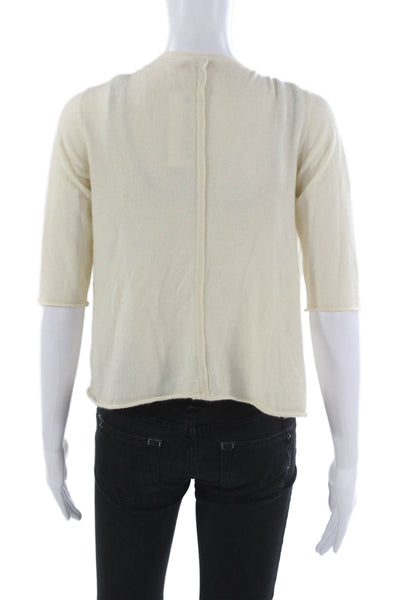 Calypso Saint Barth Women Cardigan Cashmere V-Neck Ivory Short Sleeve Size XS