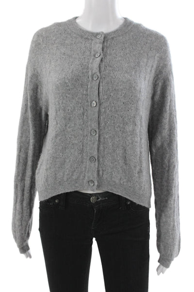 J Crew Womens Gray Geometric Crew Neck Cardigan Long Sleeve Size 2XS