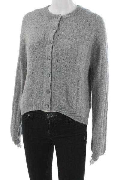 J Crew Womens Gray Geometric Crew Neck Cardigan Long Sleeve Size 2XS