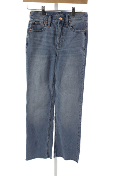 J Crew Womens Straight High Rise Blue Cotton Jeans Size 24
