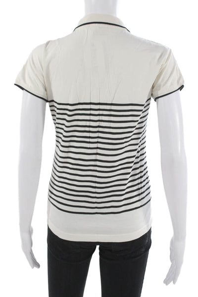 Lacoste Women Striped Cotton Polo Collared Short Sleeve Nautical Size 40