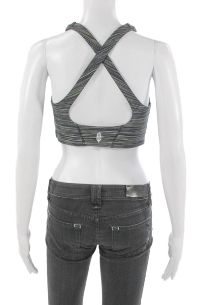 Free People Women Sports Bra Multicolor Striped Polyester Pullover Size S