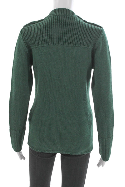 Moncler Women Military Green Virgin Wool Mock Neck Pullover Sweater Size M