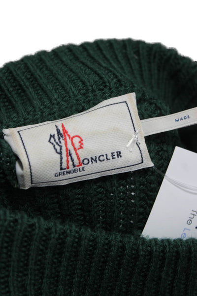 Moncler Women Military Green Virgin Wool Mock Neck Pullover Sweater Size M