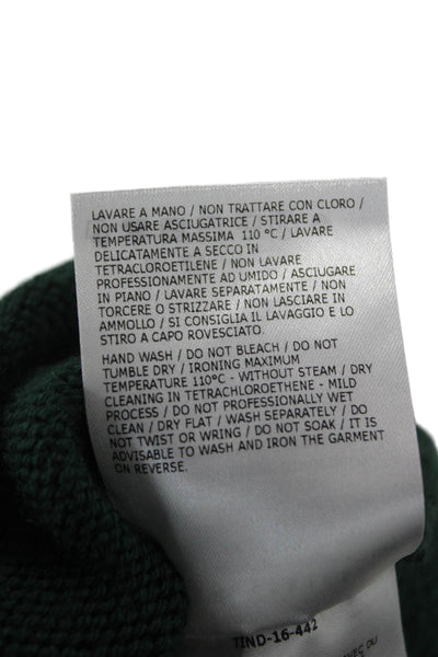 Moncler Women Military Green Virgin Wool Mock Neck Pullover Sweater Size M