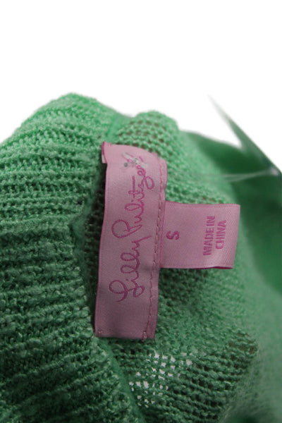 Lilly Pulitzer Womens Collared Viscose Green Cardigan Long Sleeve Size S