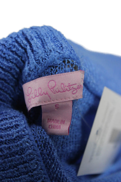Lilly Pulitzer Women Cardigan Blue Collared Long Sleeve Viscose Blend Size S