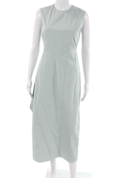 Theory Womens Green Cotton Shift Dress Sleeveless Crew Neck Mid Calf Size 2
