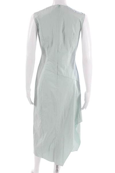 Theory Womens Green Cotton Shift Dress Sleeveless Crew Neck Mid Calf Size 2