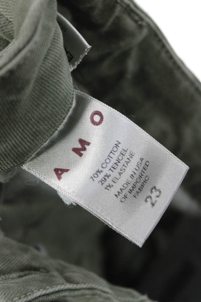 Amo Unisex Adults Chino Pants Green Military Cotton Size 23