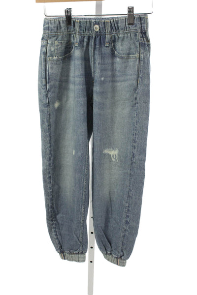 Rag & Bone Unisex Blue Jogger Pants 100% Cotton Button Closure Size 2XS