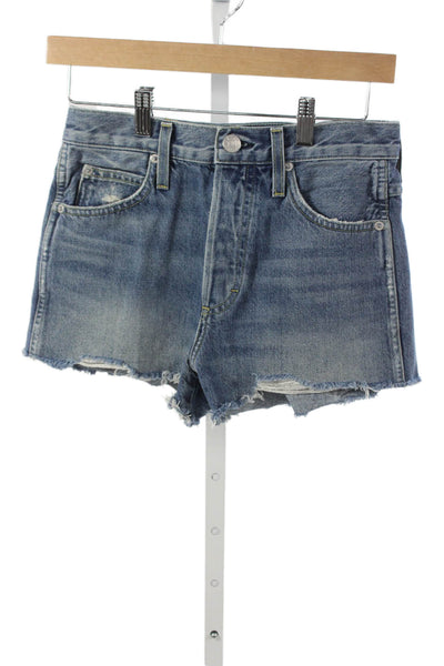 Amo Women Cut-Off Blue Cotton Shorts Size 24