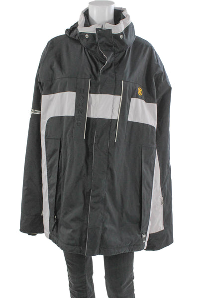 Bogner Unisex Basic Ski Jacket Black Striped Polyester Zip Long Sleeve Size L
