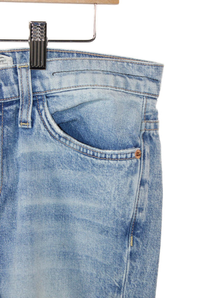 Current/Elliott Unisex Cropped Jeans Blue Cotton Button Distressed Size 26