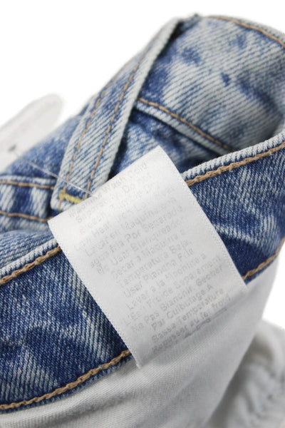 Current/Elliott Unisex Cropped Jeans Blue Cotton Button Distressed Size 26