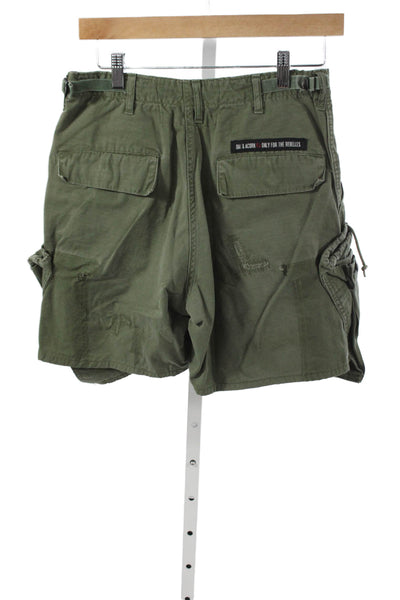 Oak & Acorn Mens Cargo Shorts Green 100% Cotton Button Size S