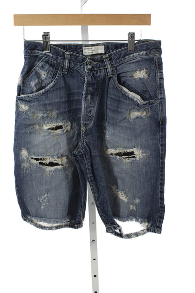 Nobody Jeans Womens Bermuda Shorts Blue Cotton Button Distressed Size 25