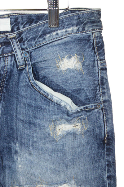 Nobody Jeans Womens Bermuda Shorts Blue Cotton Button Distressed Size 25