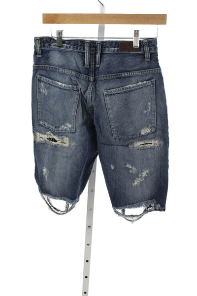 Nobody Jeans Womens Bermuda Shorts Blue Cotton Button Distressed Size 25