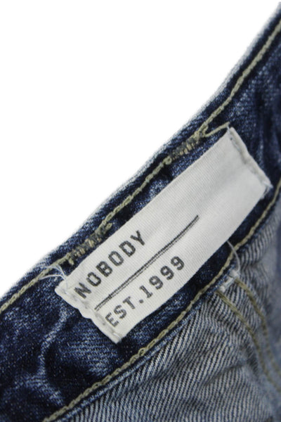 Nobody Jeans Womens Bermuda Shorts Blue Cotton Button Distressed Size 25