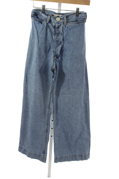 Jesse Kamm Women Wide-Leg Jeans Blue High Rise 100% Cotton Size 2