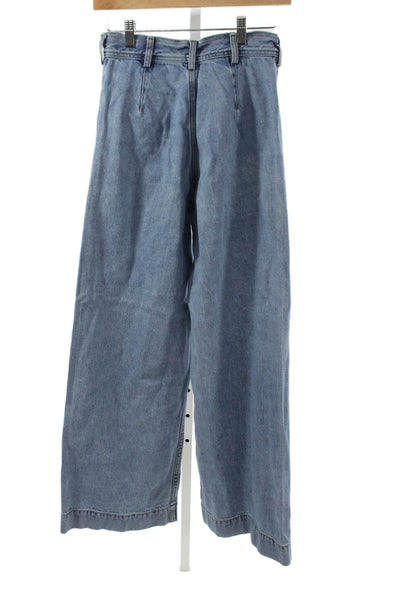 Jesse Kamm Women Wide-Leg Jeans Blue High Rise 100% Cotton Size 2
