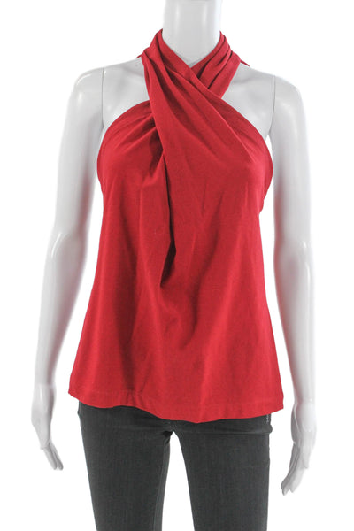 Yigal Azrouel Women Halter Tank Top Red Virgin Wool Size 2