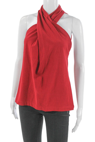 Yigal Azrouel Women Halter Tank Top Red Virgin Wool Size 2