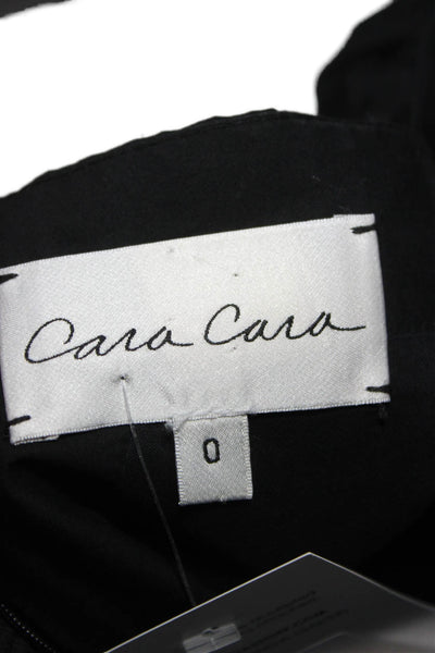 Cara Cara Womens Peplum Black Cotton Square Neck 3/4 Sleeve Blouse Size 0