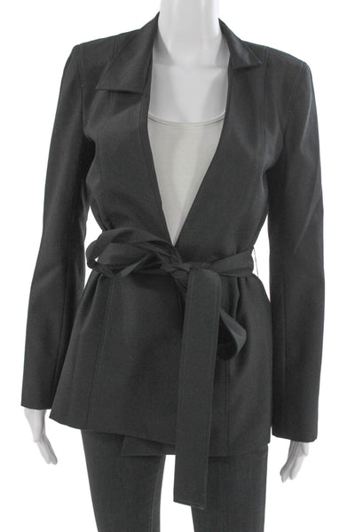 Chris Benz Women Pant Suit Blazer Gray 100% Wool Long Sleeve Size 2