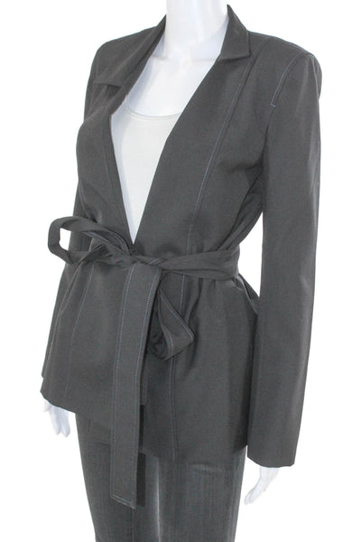Chris Benz Women Pant Suit Blazer Gray 100% Wool Long Sleeve Size 2