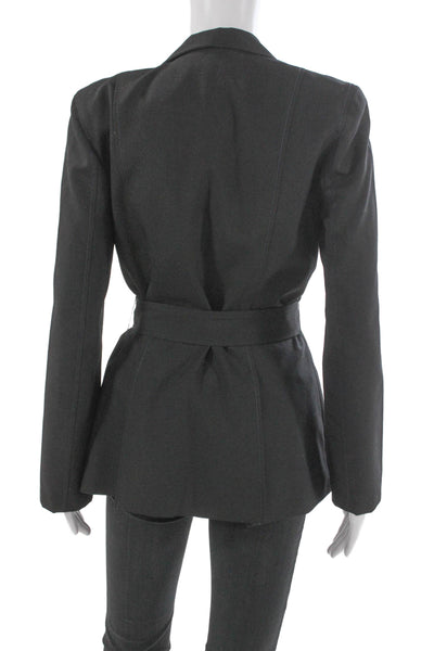Chris Benz Women Pant Suit Blazer Gray 100% Wool Long Sleeve Size 2