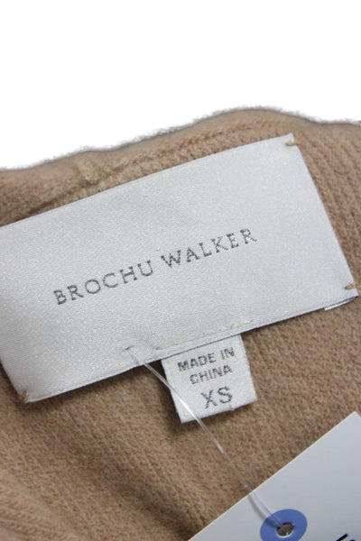 Brochu Walker Women Merino Wool Beige Collared Cardigan Size XS