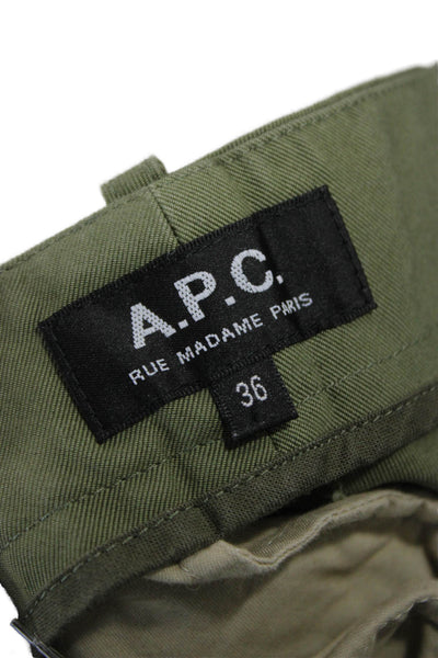 APC Unisex Chino Pants Green Cotton Military Inseam 28 Size 36