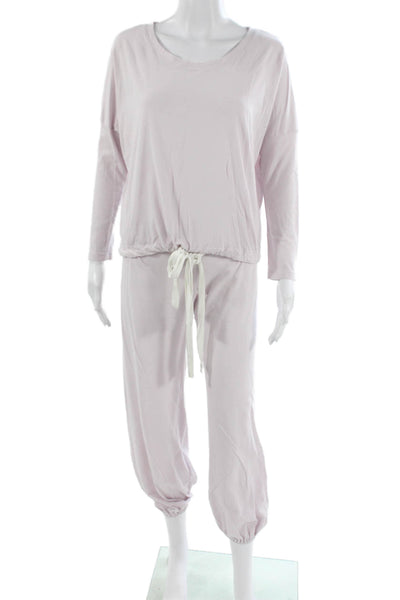 Eberjey Womens Long Sleeve Scoop Neck Pajama Shirt Pants Set Purple Size Small