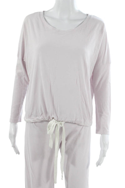 Eberjey Womens Long Sleeve Scoop Neck Pajama Shirt Pants Set Purple Size Small