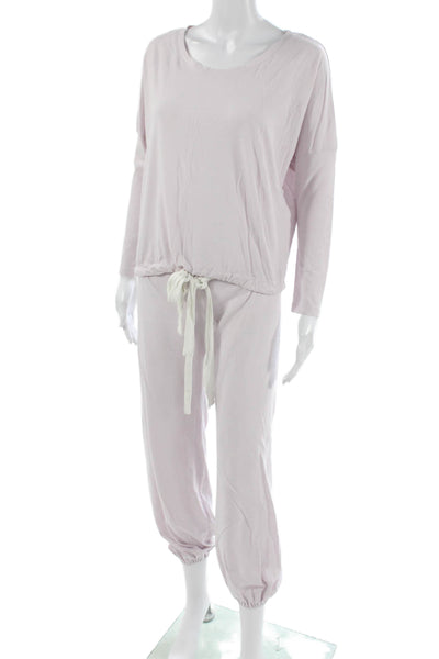 Eberjey Womens Long Sleeve Scoop Neck Pajama Shirt Pants Set Purple Size Small