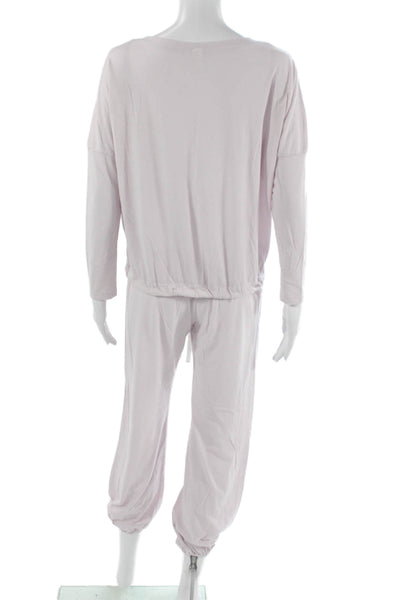 Eberjey Womens Long Sleeve Scoop Neck Pajama Shirt Pants Set Purple Size Small