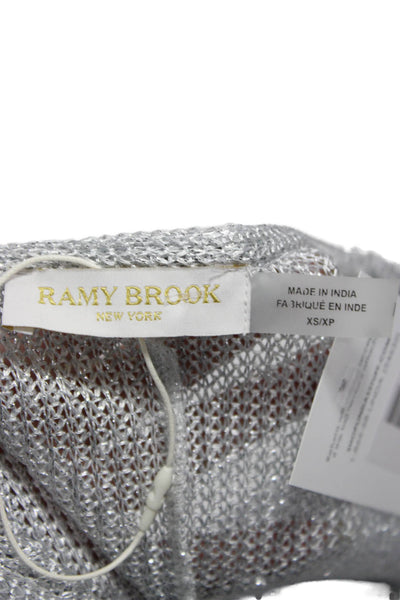 Ramy Brook Womens Kaftan Dress Silver V Neck Long Sleeve Petite Size XS
