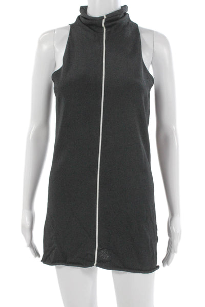 Sarah Pacini Unisex Gray Knit High Neck Sleeveless Tank Tunic Short Size S