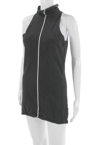 Sarah Pacini Unisex Gray Knit High Neck Sleeveless Tank Tunic Short Size S