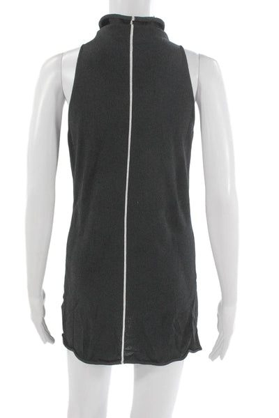 Sarah Pacini Unisex Gray Knit High Neck Sleeveless Tank Tunic Short Size S