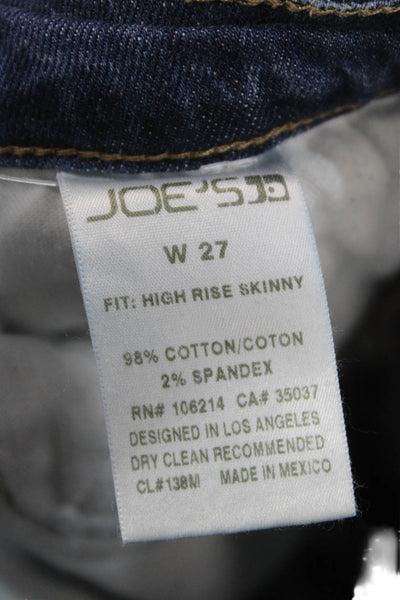 Joes Women Skinny Jeans Blue Mid-Rise Cotton Distressed Size 27