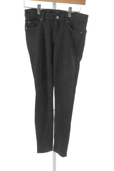 7 For All Mankind Women Black Mid Rise Skinny Pants Size 25